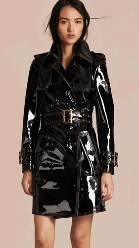 Women pvc vinyl shinny trench - women,